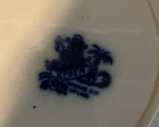 W. Adams & Sons "Kyber" Flow Blue Transferware Plate