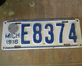 1916 Michigan License Plate