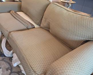 Neutral sofa sleeper w/ custom slipcovers