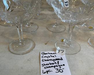 #097 Gorham crystal "Cherrywood" Sherbert/Chapagne glasses 6 pcs $30.00