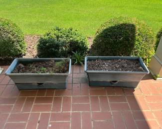 #017 Pair of planter boxes w drain spout on bottom 27x12x12" $20.00