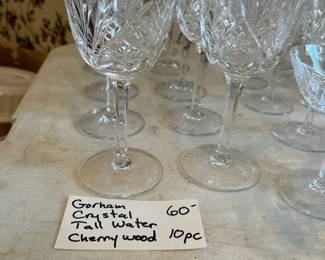 #096 Gorham crystal "Cherrywood" Tall Water Glasses 10 pcs $60.00