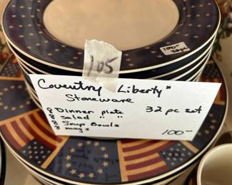 #105 Coventry "Liberty" Stoneware 32 pc set $100.00