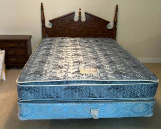 #070 queen wood headboard with sealy mattress set on Hollywood frame you move upstairs $125.00
