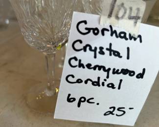 #104 Gorham crystal "Cherrywood" cordial glasses 6 pcs $25.00