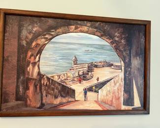 #066 Acrylic on canvas seascape 15x23" Framed $75.00
