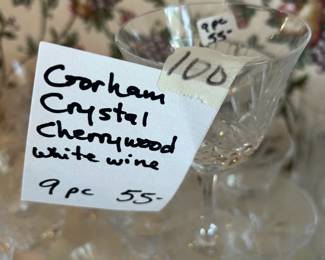 #100 Gorham crystal "Cherrywood" White Wine glasses 9 pcs $55.00