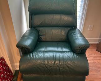 #004 Lazy Boy leather recliner on continuous foot. Green $120.00
