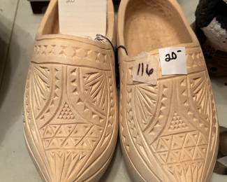 #116 Carved Wooden wedding clogs $20.00