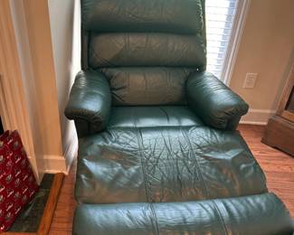 #004 Lazy Boy leather recliner on continuous foot. Green $120.00