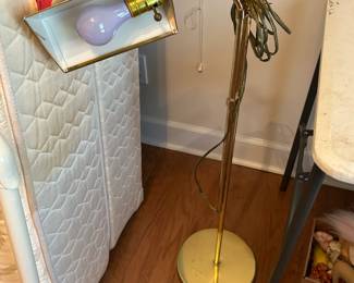 #065 Midcentury style reading floor lamp, brass adjustable height $45.00
