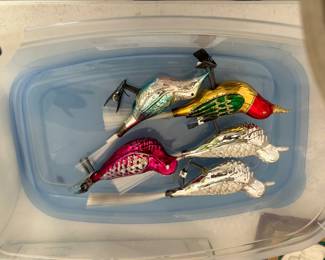 #094 Vintage mercury glass clip on birds (1 as is) 5 pcs $25.00