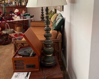 View of retro  tall lamps and low tables