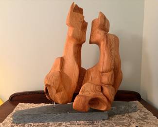"Resolution" wood sculpture by Pia