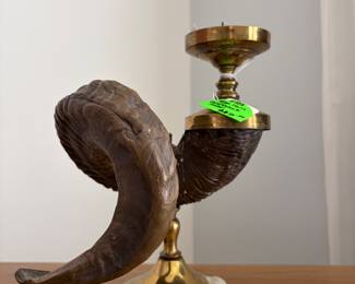 Ram's Horn Vintage Brass Candleholder