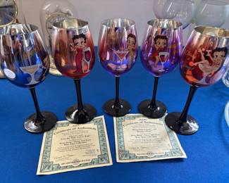 Betty Boop Collectible Wine Glasses with COA- The Bradford Exchange