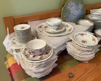 vintage Johann Haviland "Moss Rose" porcelain set from Bavaria, Germany