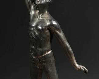 1930s Heroic Athlete Bronze Victory Trophy