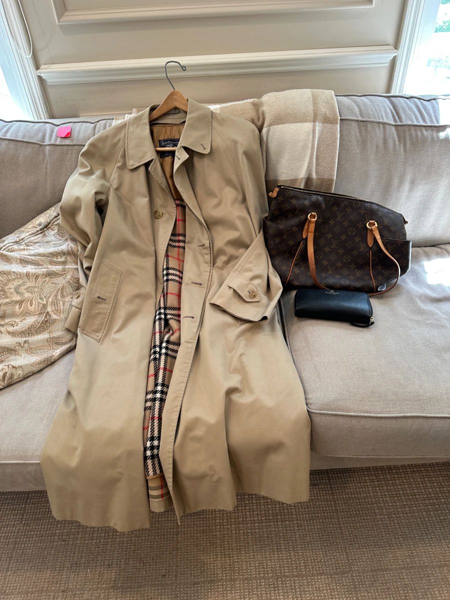 Men's Burberry Trench / Rain Coat, Louis Vuitton Monogram Totally MM Bag