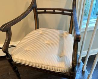 English Regency Hand Painted Chair w/ Cane Seat & Cushion,