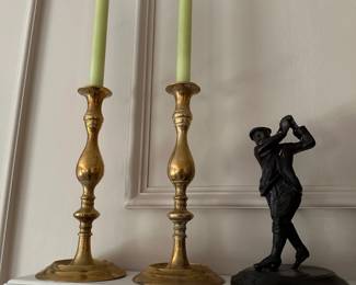 Brass Candle Holders, Golf Statue
