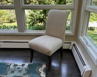Baker Dining Table w/ 8 Upholstered Chairs - Table Has 2 Leaves Stored at Each End