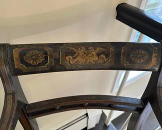 English Regency Hand Painted Chair w/ Cane Seat & Cushion,
