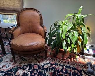 Baker Leather Chair, Plant