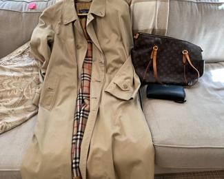 Men's Burberry Trench / Rain Coat, Louis Vuitton Monogram Totally MM Bag