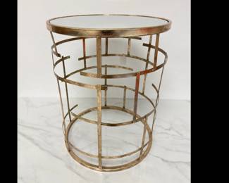 Lot 6847 Gold Toned Mirrored Side Table