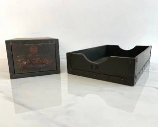 Lot 6964 Vintage Metal RCA Radio Service Tip File Drawer Military Style Desk Box