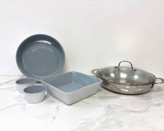 Lot 6731 Calphalon 12 in Saute Pan Anchor Ceramic Baking Dishes