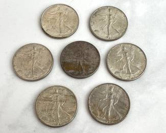 Lot 6657 1940s Walking Liberty Half Dollar 90 Silver US Coins