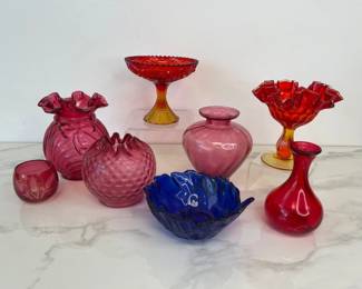 Lot 6924 Vintage Glass Vases Bowls Amberina More