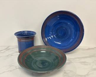 Lot 6727 Garry Childs Signed NC Pottery Bowls Vase