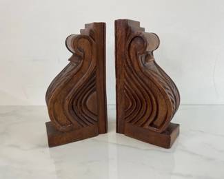 Lot 6811 Carved Wood Bookend Corbels