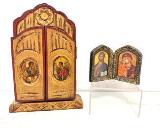 Lot 6824 Byzantine Religious Icons Gilt Triptych Diptych Art