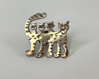 Lot 7021 Richard Lindsay Sterling Silver Cat Pin Jewelry
