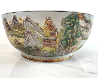 Lot 6786 Vintage Asian Hand Painted Porcelain Centerpiece Bowl