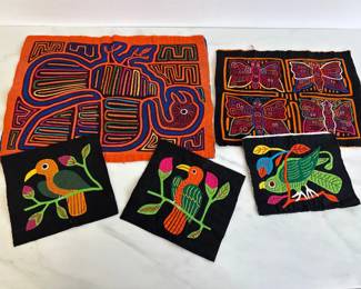 Lot 6757 Folk Art Mola Textile Fabric Art Panels