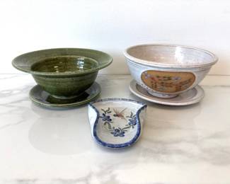 Lot 6716 Seagrove Studio Pottery Colanders Spoon Rest