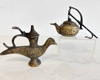 Lot 6862 Moroccan Spanish Brass Oil Lamps