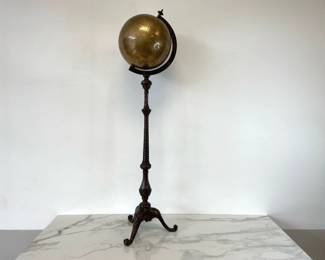 Lot 6791 Vintage Wild Wood Engraved Brass Globe