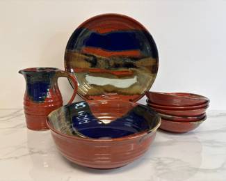 Lot 6690 JK Pottery Signed PitcherServing BowlsPasta Bowls