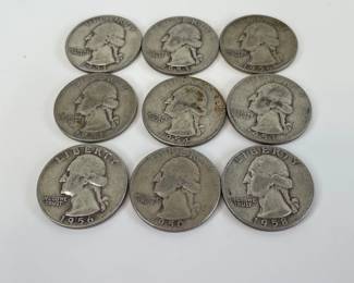 Lot 6900 US Coins 1950s Washington Silver Quarters