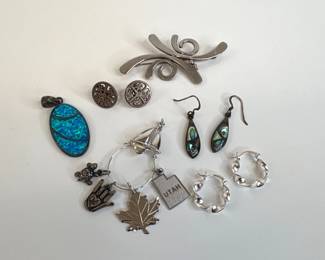 Lot 6709 Sterling Silver Jewelry Earrings Brooch Charms Pendant