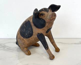 Lot 6981 Vintage Hand Painted Ceramic Pig Bank