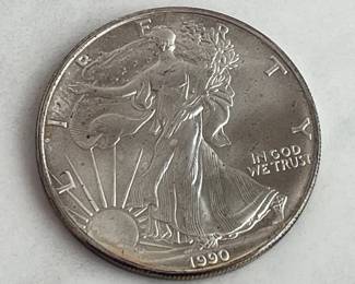 Lot 6653 1990 Walking Liberty 1 oz Fine Silver One Dollar US Coin