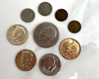 Lot 6661 1965 JFK Half Dollar 40 Silver US Coins Ike Bicentennial Dollar Buffalo Nickels Indian Head Pennies