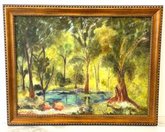 Lot 6849 Vintage Artist Signed Impressionist Landscape Oil Painting